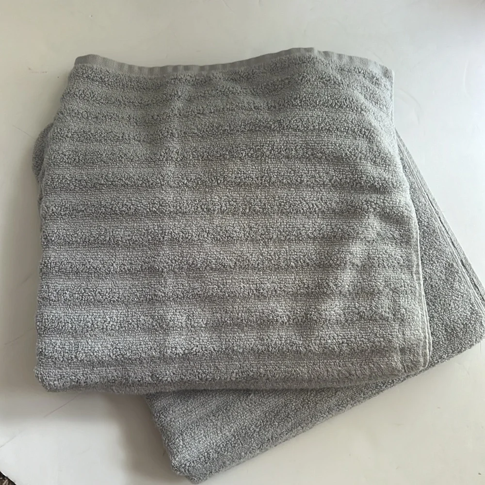 Mainstays Set Of (2) 100% Cotton Gray Ribbed Bath Towels